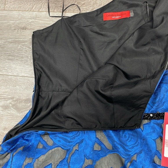 NWT Carmen Marc Valvo Infusion One Shoulder Floral Formal Gown with Pockets 12 - Picture 13 of 16